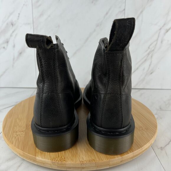 Dr. Doc Martens 101 Harvest Mens Size 9 Black Leather Combat Moto Boots Shoes - Picture 2 of 9